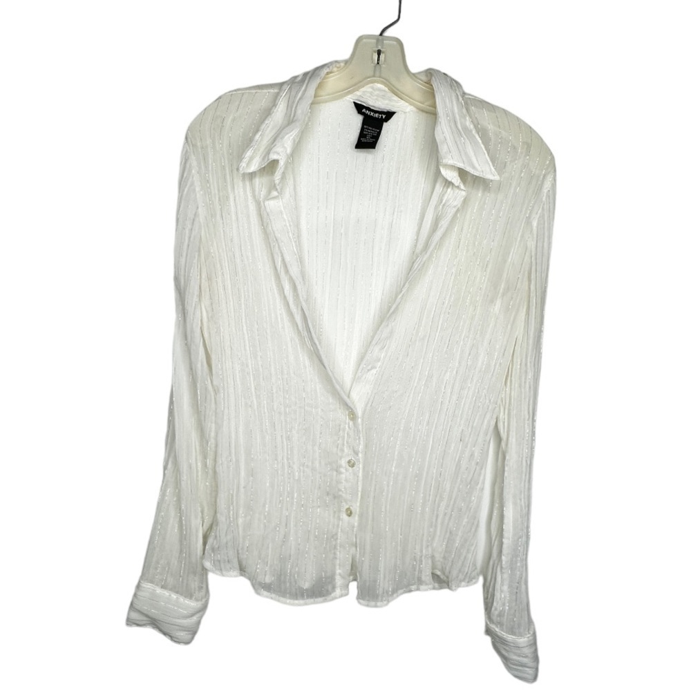Anxiety White Metallic Blouse